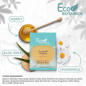 Aloe-olive-oil enriched Eco Botanics soap for gentle cleansing.