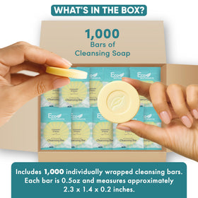 Eco Botanics white tea scent label on hotel toiletries