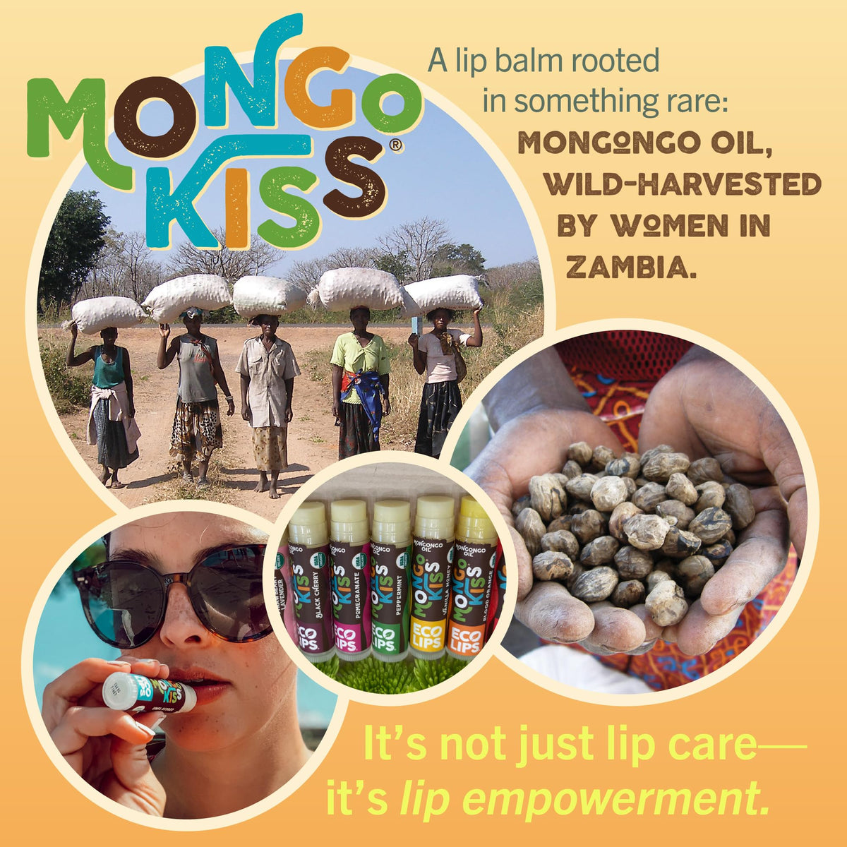 Applying Eco Lips Mongo Kiss to lips shows quick relief from dryness.