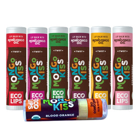Eco Lips Mongo Kiss tube close-up highlighting the moisturizing lip balm.