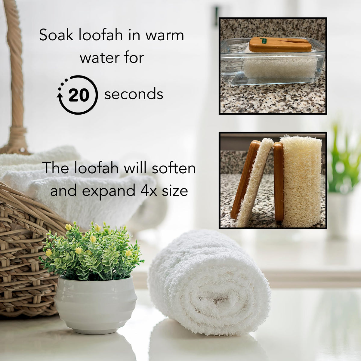 Eco Solve long ergonomic bamboo handle offers comfortable reach during showers.