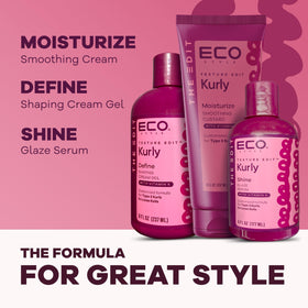 Eco Style Texture Edit Kurly definition shot showcases curl pattern enhancement.