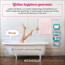 Eco Sun hot pink toiletry bag compact design ideal for carry-on packing.