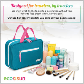 Eco Sun teal bag back view shows durable straps for secure attachment.