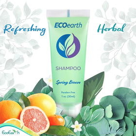 Cruelty-free EcoEarth shampoo label for responsible amenities.