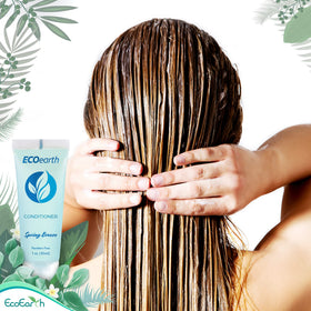 EcoEarth hotel bathroom display featuring Spring Breeze conditioner