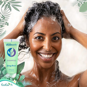 EcoEarth bulk 100-pack hotel shampoo suitable for hospitality.