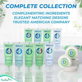 EcoEarth travel-size body wash bulk packaging, leak-proof design for easy replenishment.
