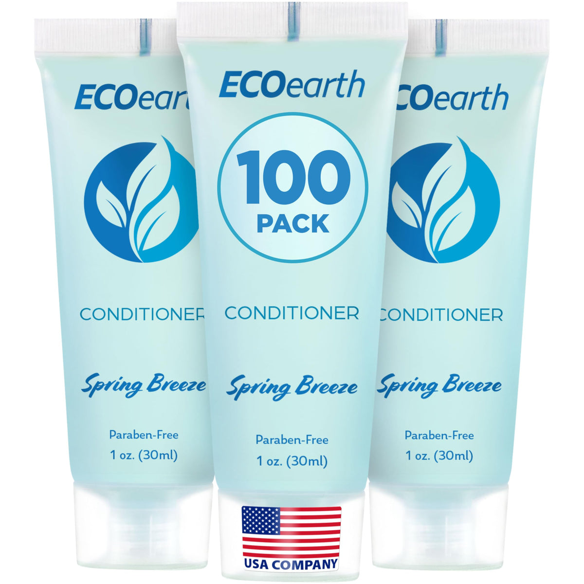 EcoEarth travel size conditioner tube with Spring Breeze scent for hotel stays