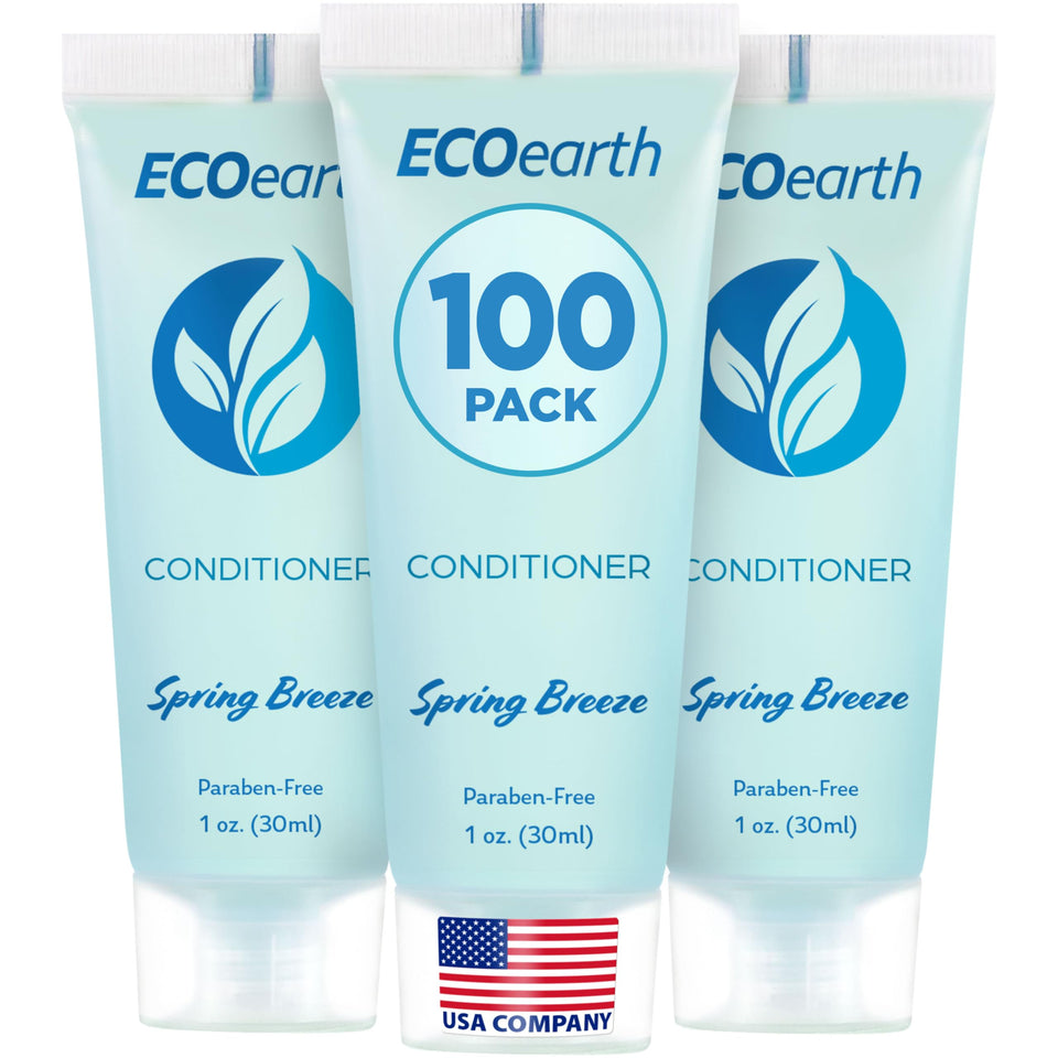 EcoEarth travel size conditioner tube with Spring Breeze scent for hotel stays