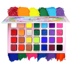 EcoFavor DE'LANCI rainbow palette front view showing 28 shades for vibrant looks