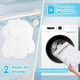 EcoHLL bath pillow machine washable with built-in hook for quick drying