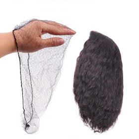 Ecojunmi invisible hair net 18-inch on model, discreet hold for long hair.