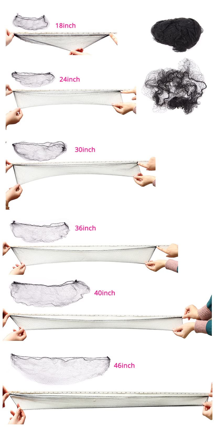 Ecojunmi invisible hair net 30-inch, smooth finish for a seamless bun.