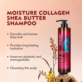 ECOLCHIPRO collagen shea butter shampoo after-use shine and smoothness.