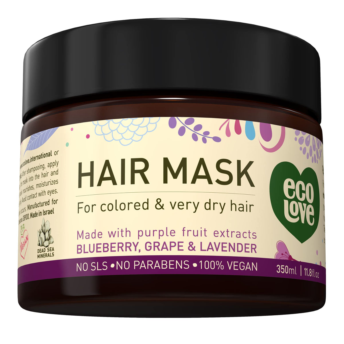 ecoLove hair mask bottle with lavender scent for deep conditioning