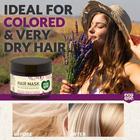 ecoLove hair mask texture close-up shows creamy deep-conditioning formula