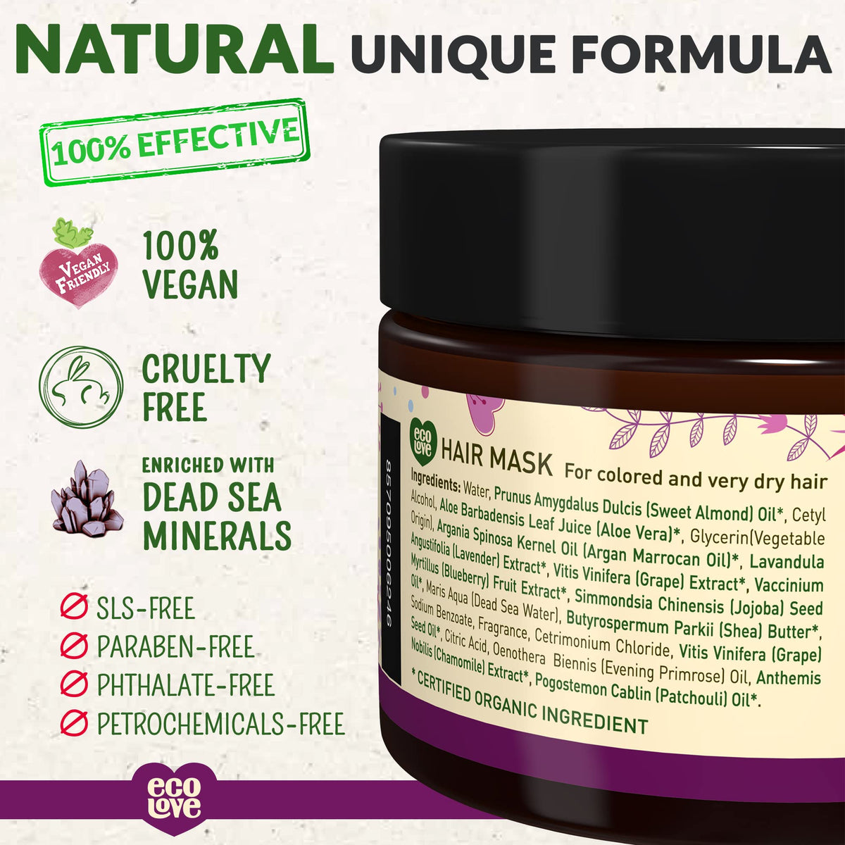 ecoLove Purple Collection ingredients close-up for nourishment with organic berry extracts