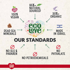 Healthy-looking hair after using ecoLove Red Collection shampoo.