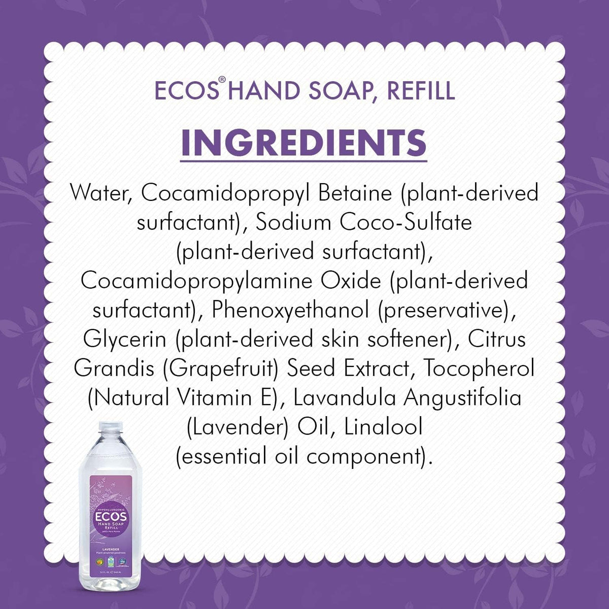 ECOS Lavender Hand Soap Refill formula is biodegradable