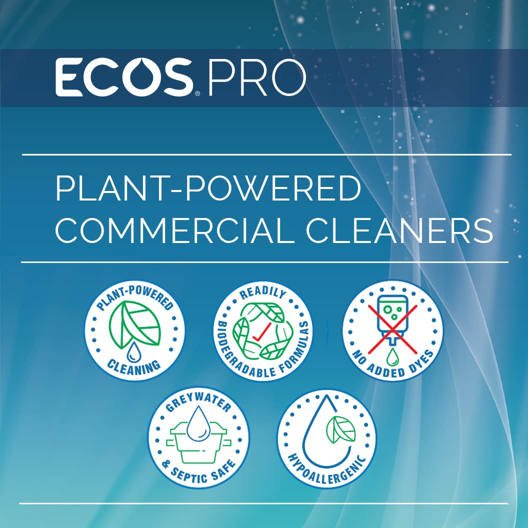 ECOS PRO lavender hand soap bottle in restroom setting.