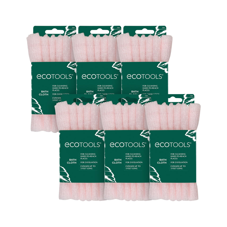 EcoTools Bath Cloth back reach expands to reach the back for thorough cleansing.