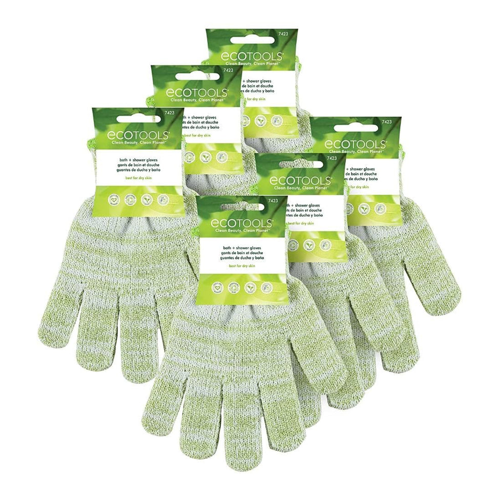 EcoTools Bath + Shower Gloves 6-pack for controlled cleansing and exfoliation.