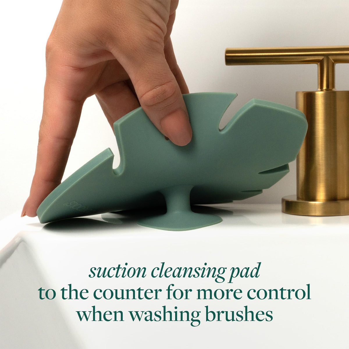 EcoTools set demonstrating gentle brush care during cleaning