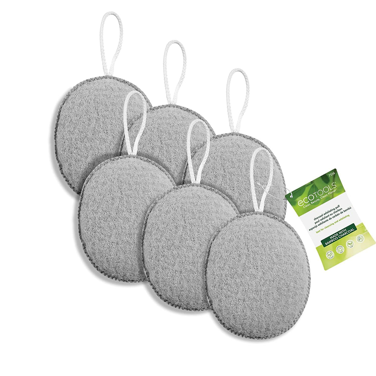 EcoTools Charcoal Exfoliating Puff with bamboo charcoal purifies skin during shower