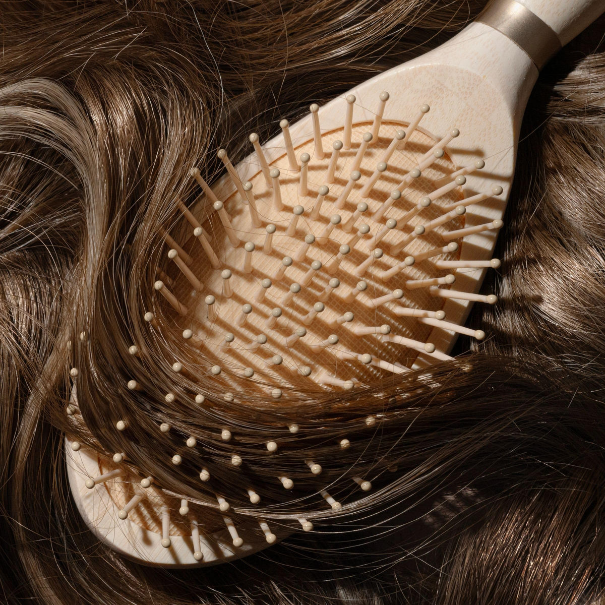 EcoTools detangler distributes natural oils for balanced shine.