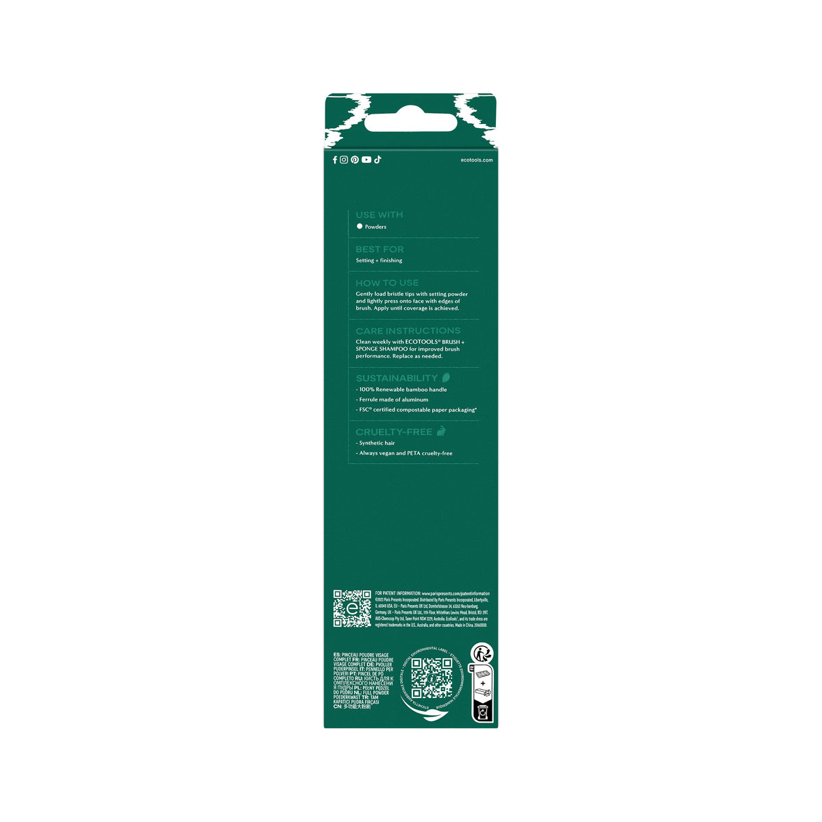 EcoTools Full Powder Brush easy cleaning with gentle shampoo.