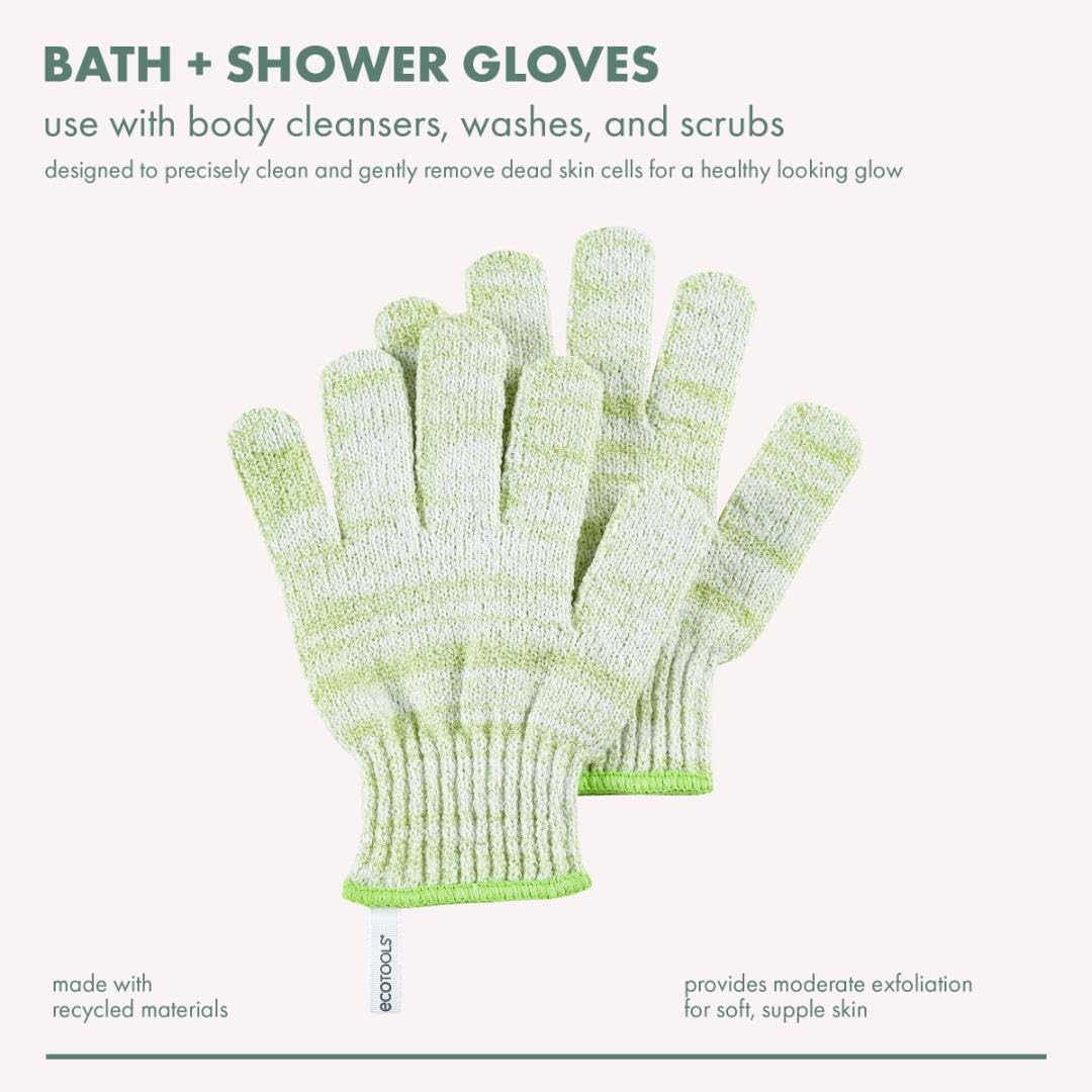 EcoTools gloves hang to dry with a convenient ribbon.