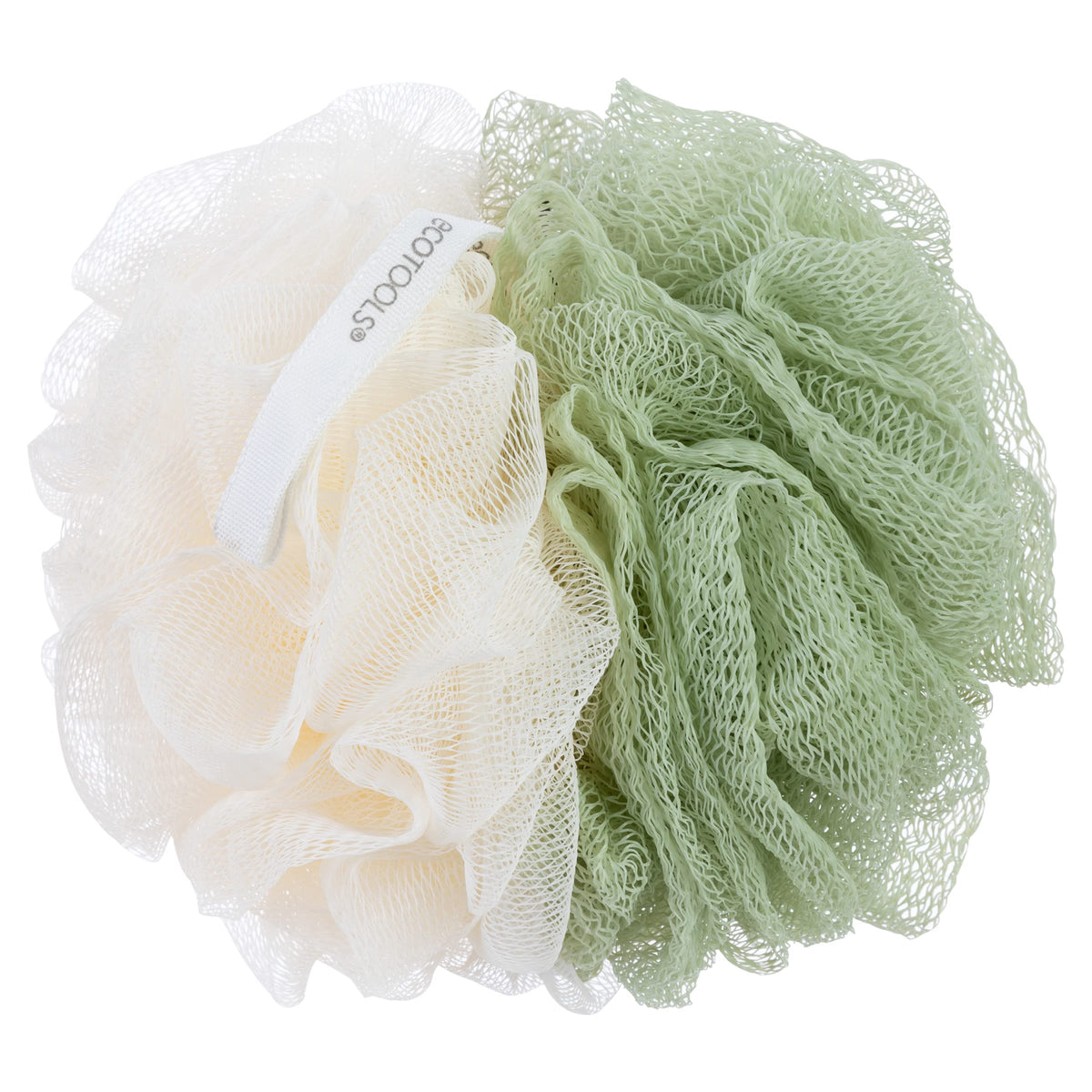 EcoTools Green EcoPouf cream side for gentle cleansing with any body wash