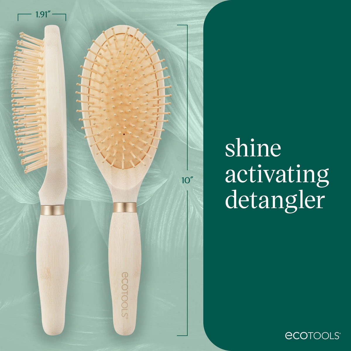 EcoTools Renewable bamboo hairbrush with a comfortable no-slip handle.