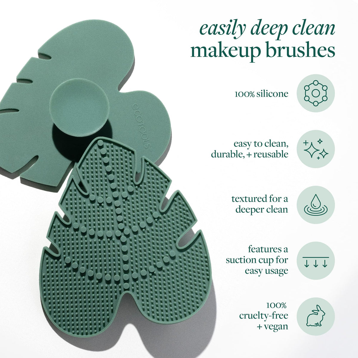 Brush and sponge being cleansed with plant-based shampoo