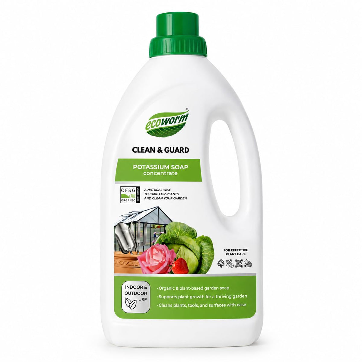 Ecoworm horticultural soap concentrate bottle ready for dilution and plant care.