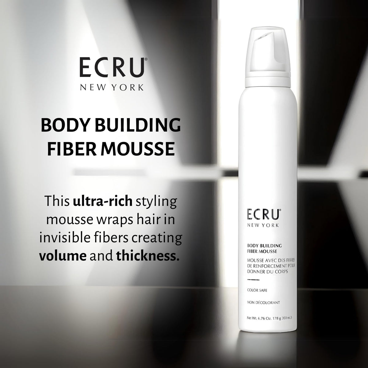 ECRU New York mousse-foam closeup shows luxurious texture that adds body.