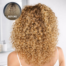 ECRU New York Curl Perfect Defining Potion on damp hair for defined waves.