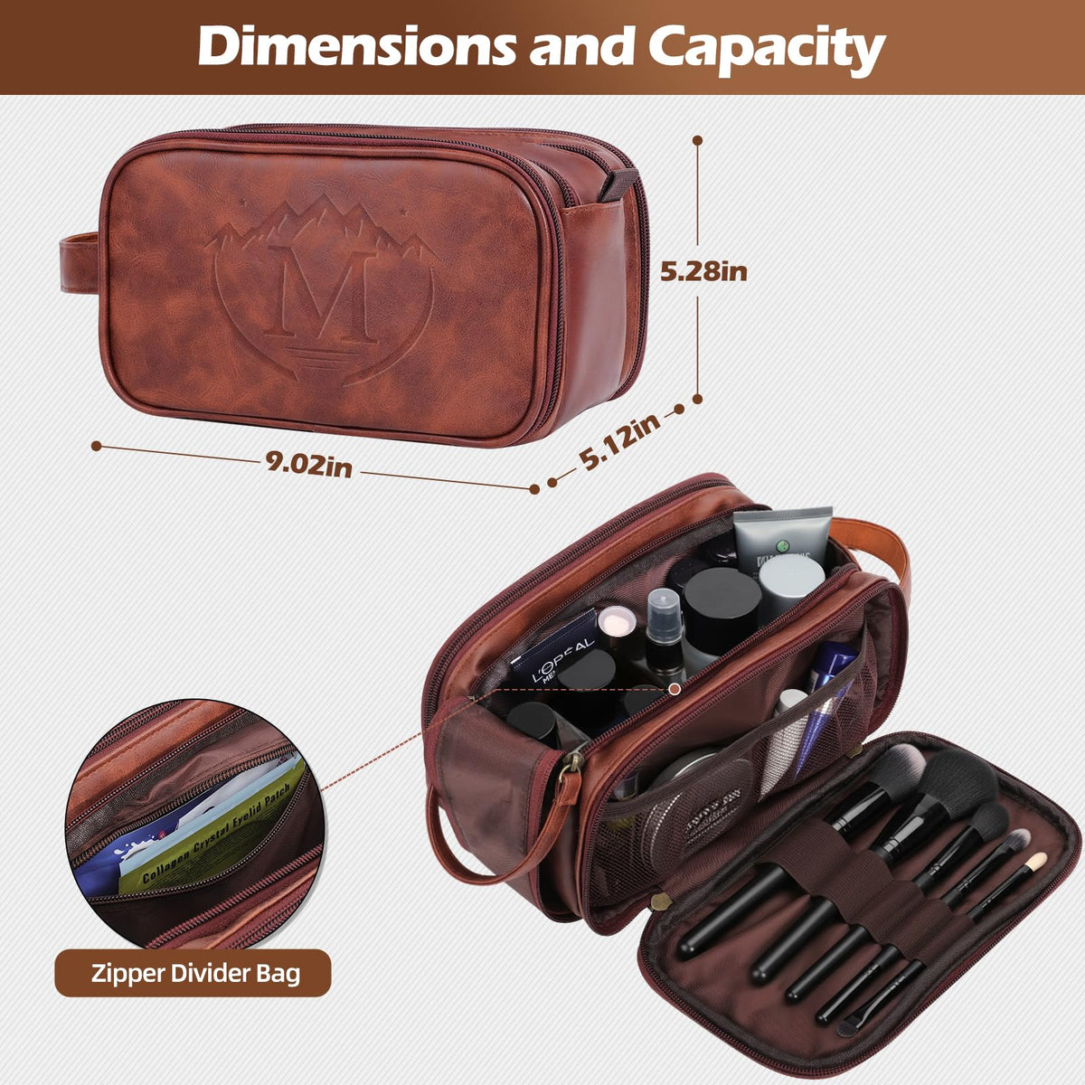 Dual zippers glide smoothly to display bottles within reach.