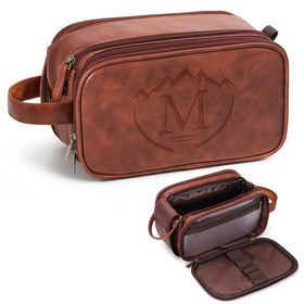 Ecttunafe leather toiletry bag with large capacity for travel essentials.