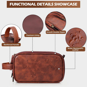 Ecttunafe bag stands upright on vanity for easy item visibility.