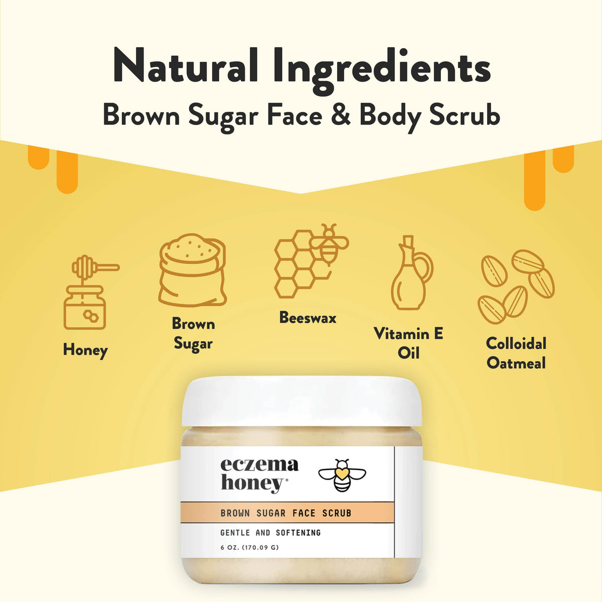 Eczema Honey brown sugar scrub grain detail for gentle exfoliation