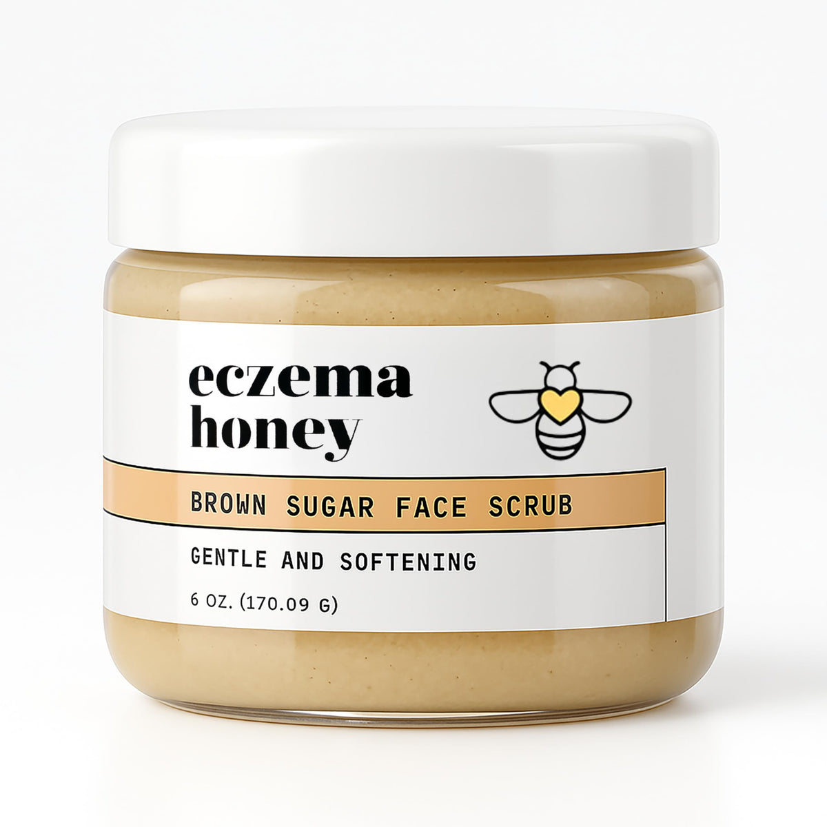 Eczema Honey brown sugar scrub jar closeup for silkier skin
