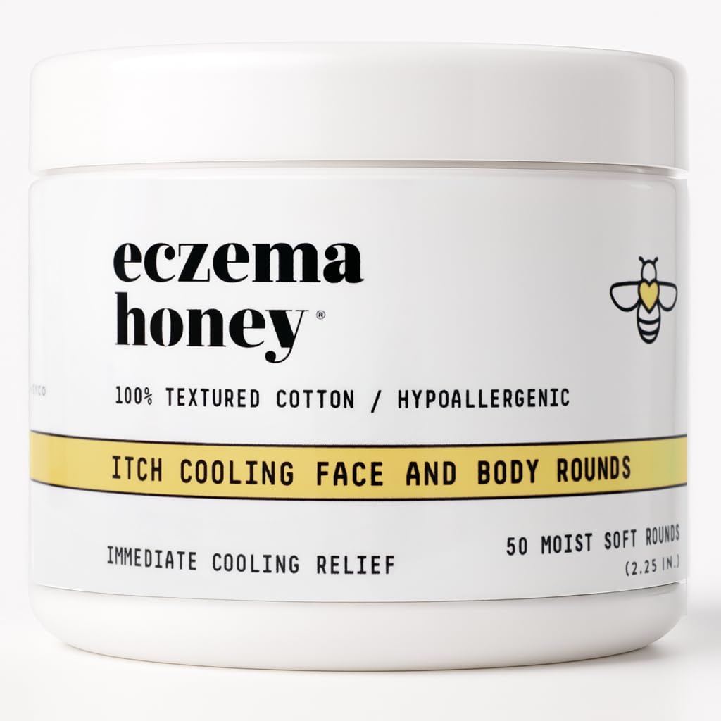 ECZEMA HONEY Itch Cooling Rounds closeup showing soothing cotton texture for sensitive skin.