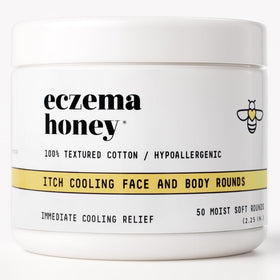 ECZEMA HONEY Itch Cooling Rounds closeup showing soothing cotton texture for sensitive skin.