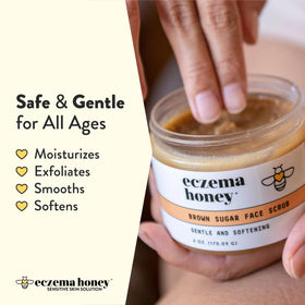 Eczema Honey scrub lather on skin during application for hydration