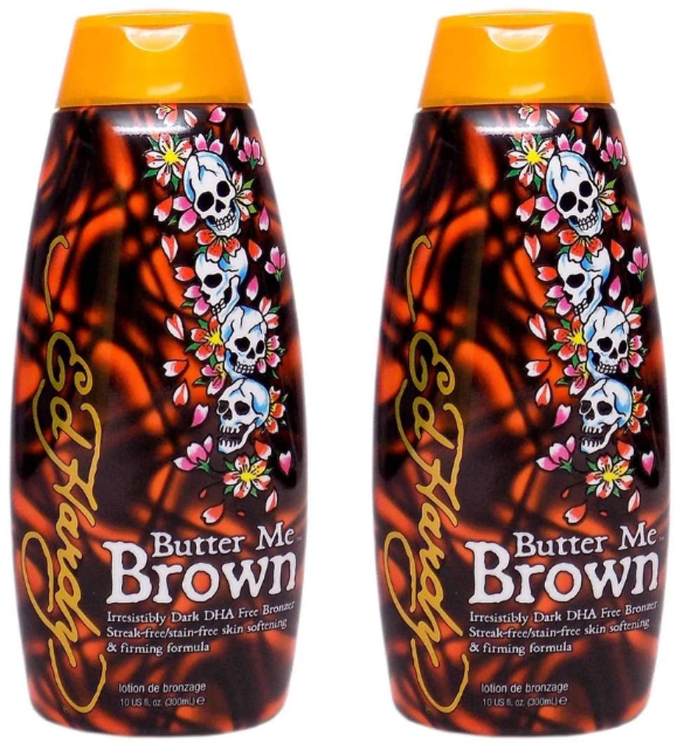 ED HARDY Butter Me Brown tanning lotion bottle for a streak-free bronze finish