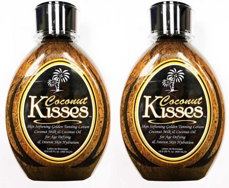 Ed Hardy Coconut Kisses tanning lotion bottle on display highlighting hydration for a deeper tan