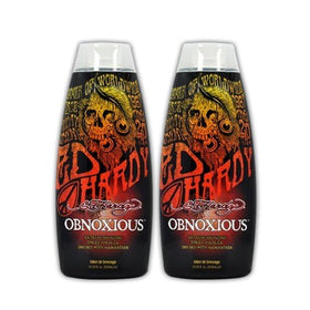 ED HARDY Obnoxious indoor tanning lotion application shows tingle and even coverage.