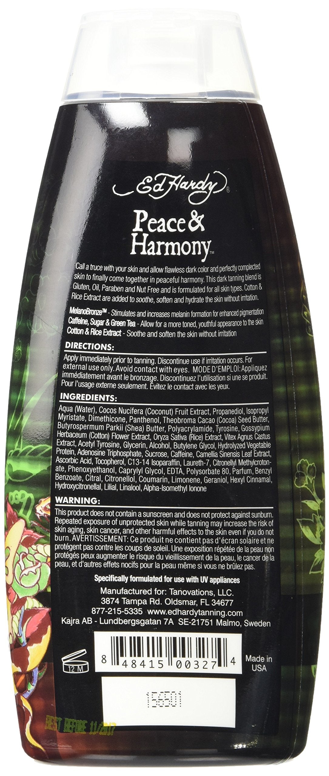 Ed Hardy Peace & Harmony bronzing lotion in use for radiant skin